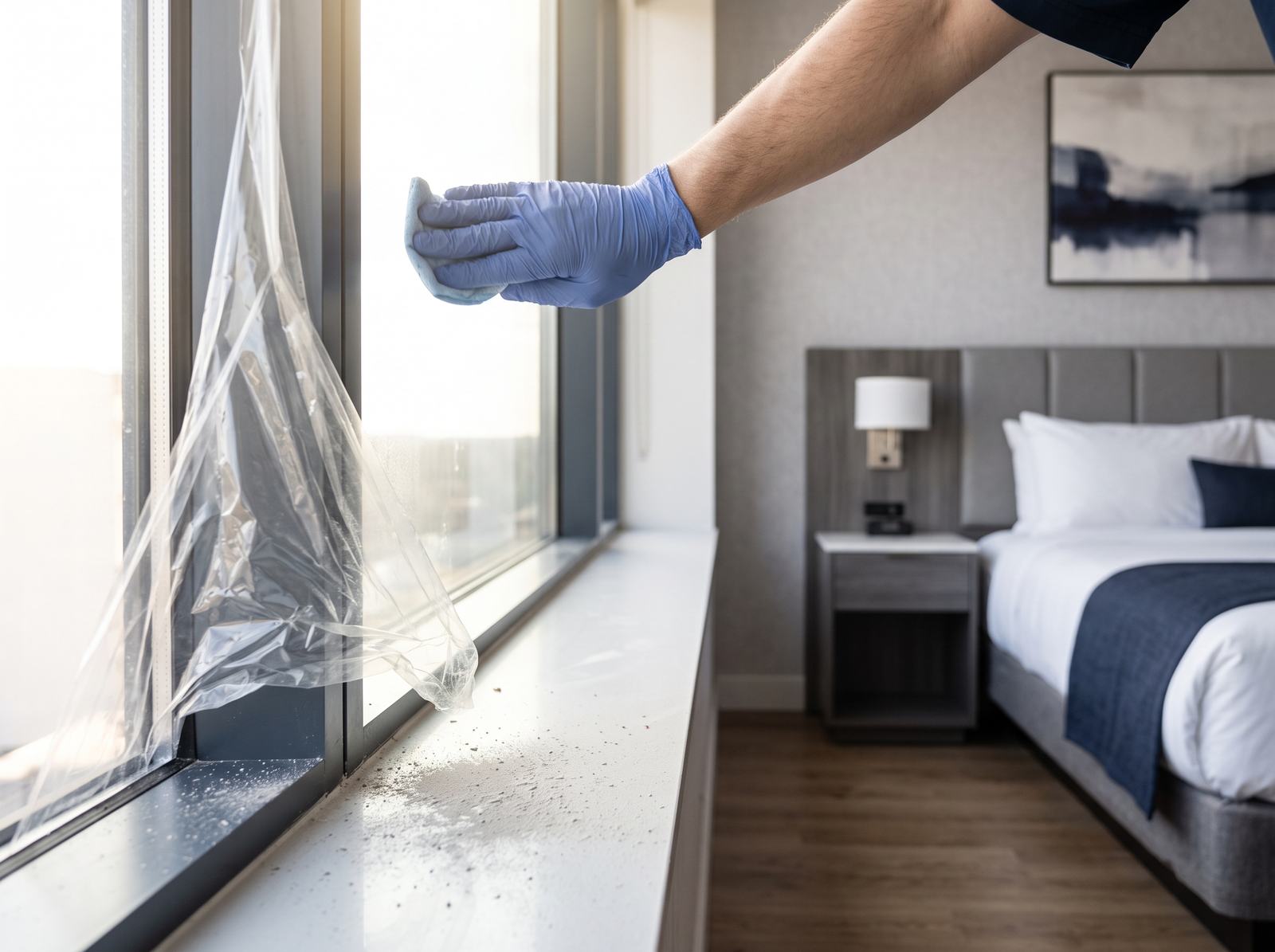 Apartamento recém-reformado sendo limpo
